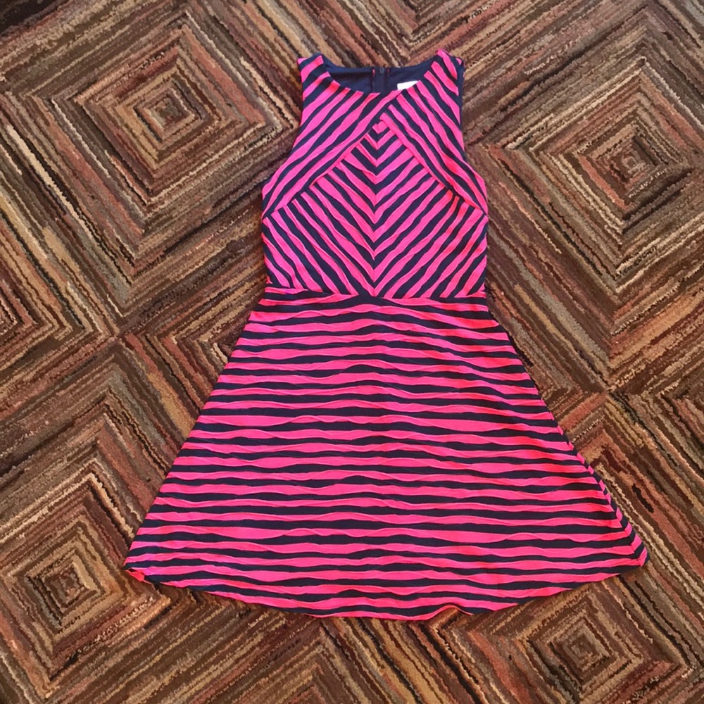 Pink and navy blue mini dress